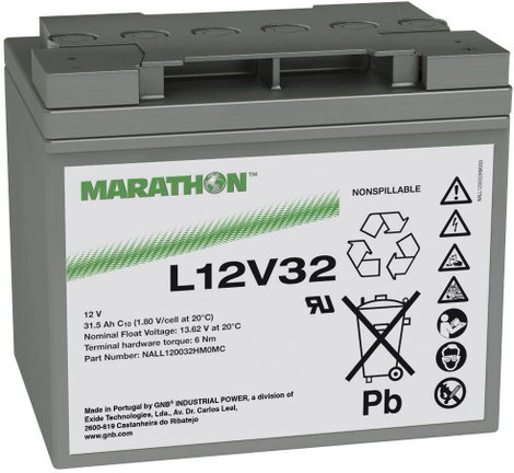 Ólomakku 12 V 31.5 Ah GNB Marathon L12V32 NALL120032HM0MC Ólom-vlies (AGM) 198 x 175 x 168 mm Karban