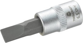 Dugókulcs betét 6,3 mm (1/4) 6,5 mm-es egyenespengéjű bittel, 37 mm, TOOLCRAFT