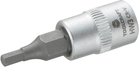 Dugókulcs betét 6,3 mm (1/4) 3 mm-es belsőkulcsnyílású hatlapú bittel, 37 mm, TOOLCRAFT