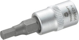 Dugókulcs betét 6,3 mm (1/4) 4 mm-es belsőkulcsnyílású hatlapú bittel, 37 mm, TOOLCRAFT