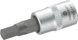 Dugókulcs betét 6,3 mm (1/4) 5 mm-es belsőkulcsnyílású hatlapú bittel, 37 mm, TOOLCRAFT
