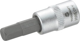 Dugókulcs betét 6,3 mm (1/4) 6 mm-es belsőkulcsnyílású hatlapú bittel, 37 mm, TOOLCRAFT
