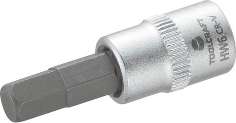 Dugókulcs betét 6,3 mm (1/4) 6 mm-es belsőkulcsnyílású hatlapú bittel, 37 mm, TOOLCRAFT