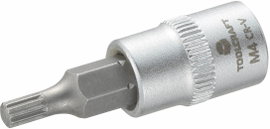 Dugókulcs betét 6,3 mm (1/2), sokfogú bittel 4mm, hossz: 37 mm, TOOLCRAFT