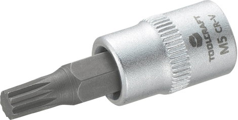 Dugókulcs betét 6,3 mm (1/2), sokfogú bittel 5mm, hossz: 37 mm, TOOLCRAFT