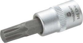 Dugókulcs betét 6,3 mm (1/2), sokfogú bittel 6mm, hossz: 37 mm, TOOLCRAFT