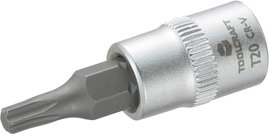 Dugókulcs betét 6,3 mm (1/4), T-profillal T20, hossz: 37 mm, TOOLCRAFT