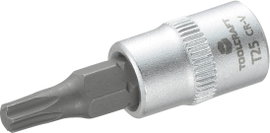 Dugókulcs betét 6,3 mm (1/4), T-profillal T25, hossz: 37 mm, TOOLCRAFT