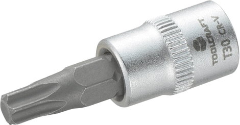 Dugókulcs betét 6,3 mm (1/4), T-profillal T30, hossz: 37 mm, TOOLCRAFT