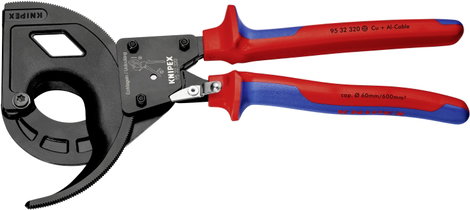 Kábelvágó (racsnis működésű, 3-fokozatú), 320 mm Ø 60 mm/600 mm²/1200 MCM, Knipex 95 32 320 3. kép
