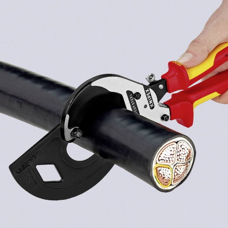 Kábelvágó (racsnis működésű, 3-fokozatú), 320 mm Ø 60 mm/600 mm²/1200 MCM DIN EN/IEC 60900, Knipex 9 5. kép
