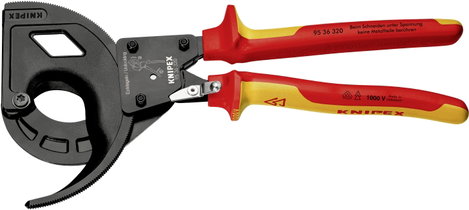 Kábelvágó (racsnis működésű, 3-fokozatú), 320 mm Ø 60 mm/600 mm²/1200 MCM DIN EN/IEC 60900, Knipex 9 6. kép