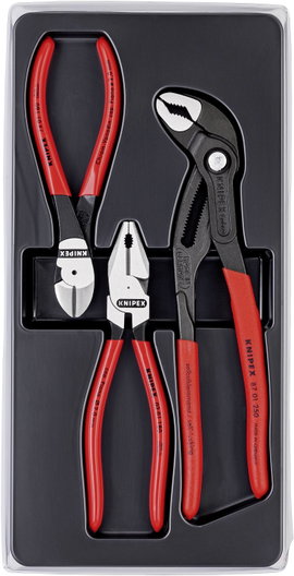 Knipex 00 20 10 Mechanikai fogó készlet, Knipex Cobra vízpumpa fogóval, 3 részes Knipex Kraft-Paket