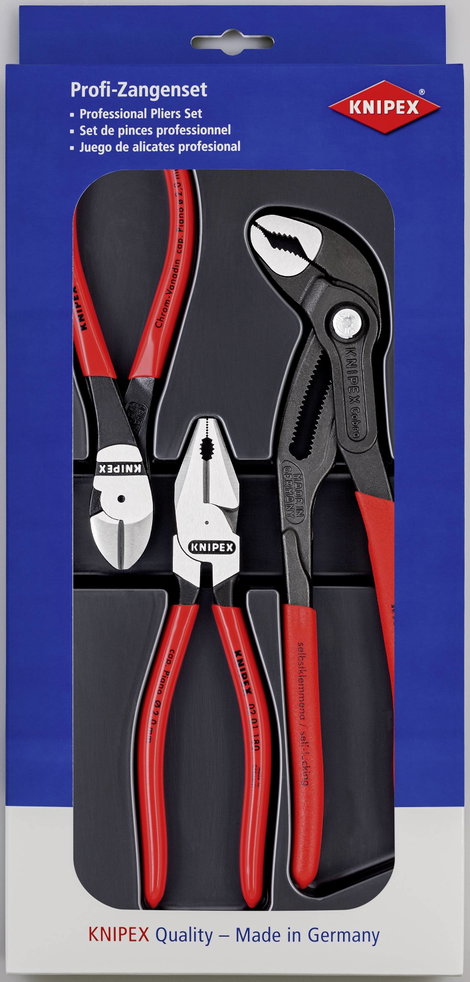 Knipex 00 20 10 Mechanikai fogó készlet, Knipex Cobra vízpumpa fogóval, 3 részes Knipex Kraft-Paket 2. kép