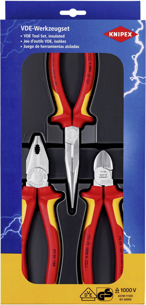 VDE fogó készlet, 3 részes, Knipex 00 20 12 2. kép