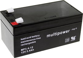 multipower PB-12-3,4-4,8 Ólomakku 12 V 3.4 Ah Ólom-vlies (AGM) (Sz x Ma x Mé) 134 x 66.5 x 67 mm 4,8