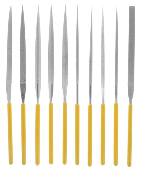 Gyémánt bevonatos tűreszelő készlet, 10 részes, tároló táskával, 140 mm, Donau M53