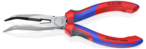 Fél-kerek csőrű fogó vágóéllel (gólyacsőr fogó), 200 mm, 197 g, Knipex 26 22 200 2. kép