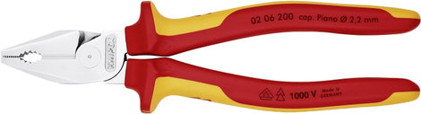 Erő kombinált fogó, 200 mm, vágási érték kemény: Ø 2,8 mm, zongorahuzal: Ø 2,2 mm, max. 25 mm², Knip 8. kép