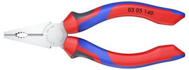 Kombinált fogó, 140 mm, vágási érték: (közepes/kemény) Ø 2,8/1,8 mm, max. 10 mm², Knipex 03 05 140