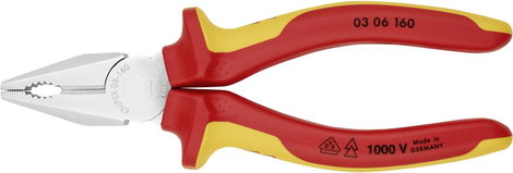 Kombinált fogó, 160 mm, vágási érték: (közepes/kemény) Ø 3,1/2 mm, max. 16 mm², Knipex 03 06 160 7. kép
