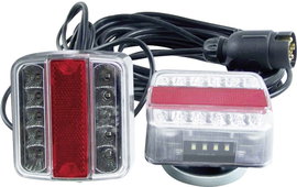 Négyfunkciós LED-es tolatólámpa készlet mágneses rögzítéssel, 13 pólusú dugóval, 12 V, 20189