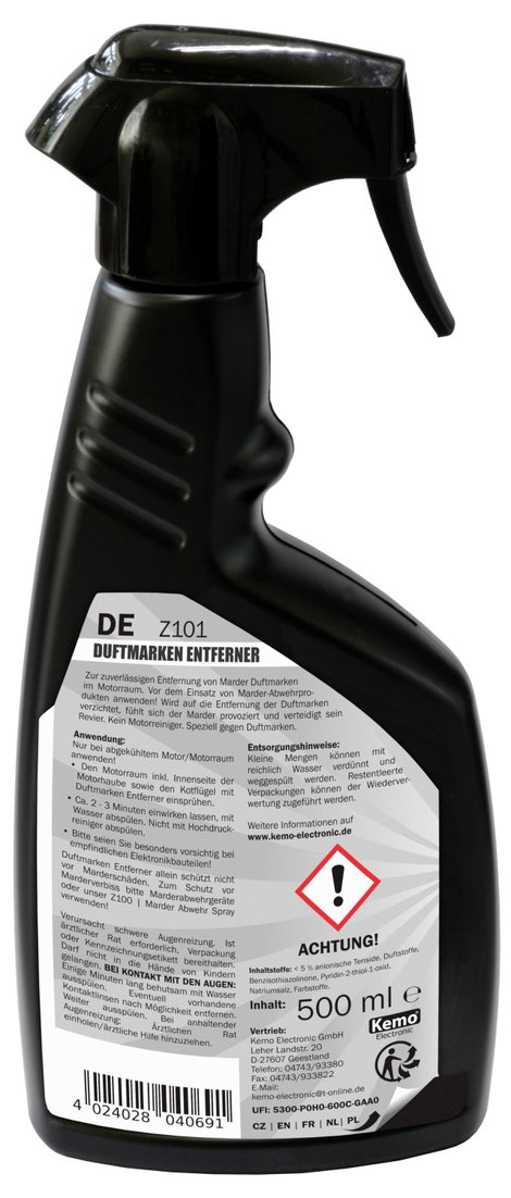 Nyest és menyét szag eltávolító spray, Kemo Electronic Z101 2. kép