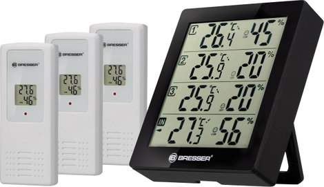 Bresser Optik Quadro Hőmérséklet- és légnedvesség mérő Fekete