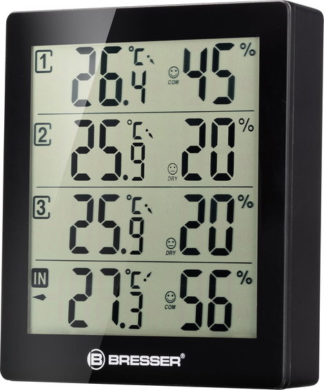 Bresser Optik Quadro Hőmérséklet- és légnedvesség mérő Fekete 2. kép