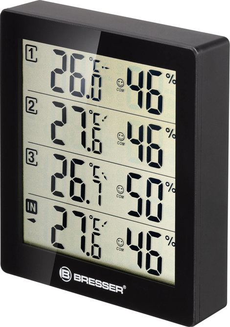Bresser Optik Quadro Hőmérséklet- és légnedvesség mérő Fekete 4. kép