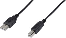 Digitus USB kábel USB 2.0 USB-A dugó, USB-B dugó 1.00 m Fekete Kerek, Kettős árnyékolás AK-300105-01