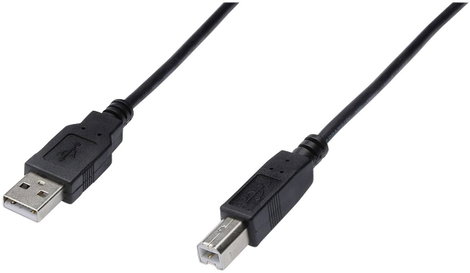 Digitus USB kábel USB 2.0 USB-A dugó, USB-B dugó 1.00 m Fekete Kerek, Kettős árnyékolás AK-300105-01