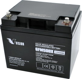 Ólomakku 12 V 50 Ah Vision Akkus 6FM50DX, Vision 6FM50DX Ólomzselés (AGM) 197 x 170 x 165 mm ,Ciklus