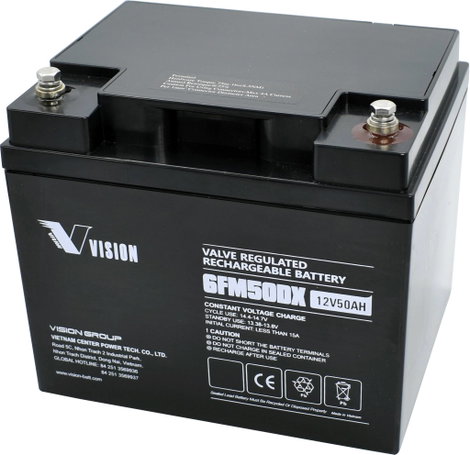 Ólomakku 12 V 50 Ah Vision Akkus 6FM50DX, Vision 6FM50DX Ólomzselés (AGM) 197 x 170 x 165 mm ,Ciklus