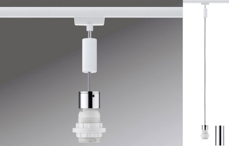Paulmann Basic Pendel Nagyfeszültségű sínrendszer lámpa Univerzális E27 20 W LED Króm, Fehér 3. kép
