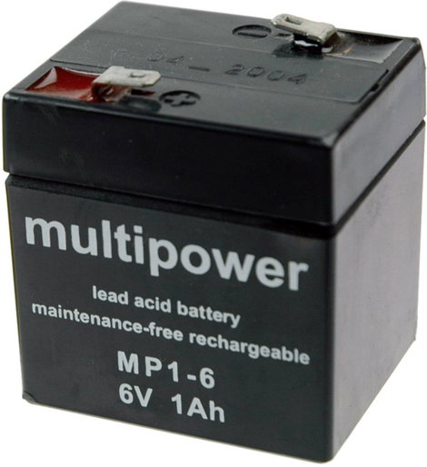 multipower MP1-6 Ólomakku 6 V 1 Ah Ólom-vlies (AGM) (Sz x Ma x Mé) 51 x 55 x 42 mm 4,8 mm-es laposér