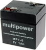 multipower MP1-6 Ólomakku 6 V 1 Ah Ólom-vlies (AGM) (Sz x Ma x Mé) 51 x 55 x 42 mm 4,8 mm-es laposér bélyegkép