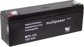 multipower MP4-12D Ólomakku 12 V 4 Ah Ólom-vlies (AGM) (Sz x Ma x Mé) 195 x 76 x 47 mm 4,8 mm-es lap