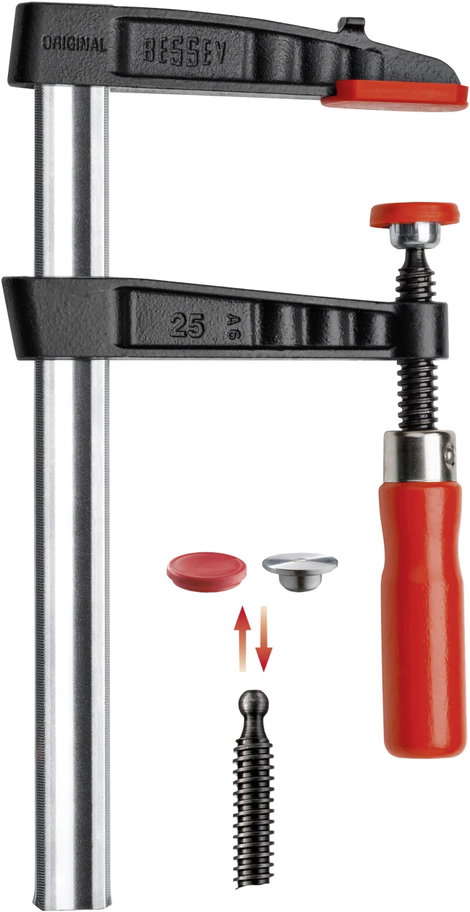 Temperöntvény csavaros gyorsszorító, TG 500/120 Bessey TG50S12, fesztáv: 500 mm, visszavonás: 120 mm