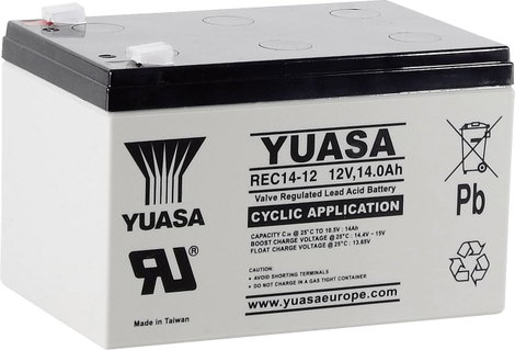 Yuasa REC14-12 Ólomakku 12 V 14 Ah Ólom-vlies (AGM) (Sz x Ma x Mé) 151 x 97 x 98 mm 6,35 mm-es lapos