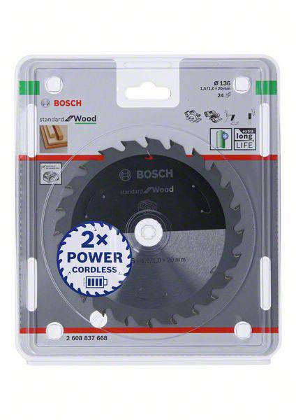 Bosch Accessories Bosch Power Tools 2608837668 Keményfém körfűrészlap 136 x 20 mm Fogak száma (collo 2. kép