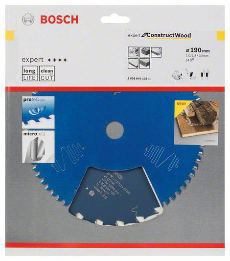 Bosch Accessories Expert for Construct Wood 2608644139 Körfűrészlap 190 x 30 x 1.3 mm Fogak száma (c 2. kép