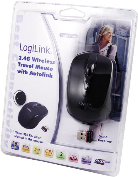 Mini vezeték nélküli USB-s optikai egér, fekete, LogiLink ID0031 3. kép