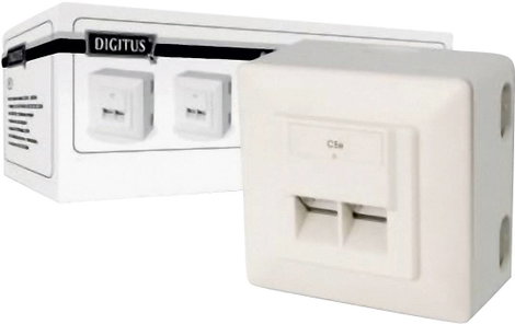 Falba süllyesztett RJ45 csatlakozó 2 aljzatos CAT 5e fehér Digitus RAL 9010
