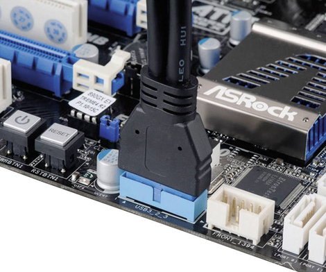 USB 3.0 adapter kábel, 19 pólusú, 2 x USB A aljzat, 15 cm, Akasa AK-CBUB09-15BK 2. kép