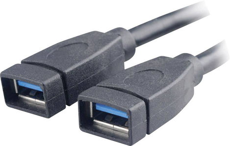 USB 3.0 adapter kábel, 19 pólusú, 2 x USB A aljzat, 15 cm, Akasa AK-CBUB09-15BK 3. kép