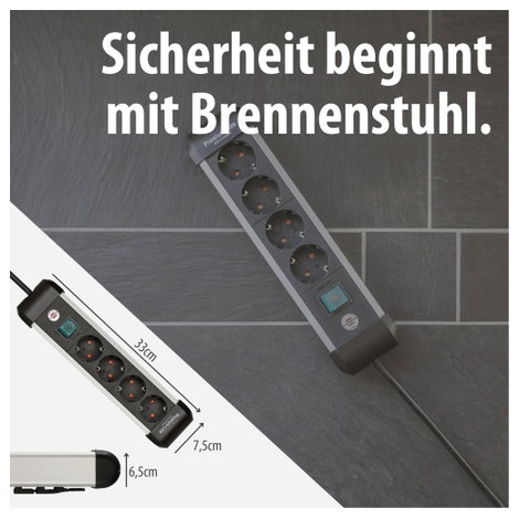 Brennenstuhl 1391030400 Elosztó kapcsolóval Ezüst-fekete Védőérintkezős 1 db 7. kép