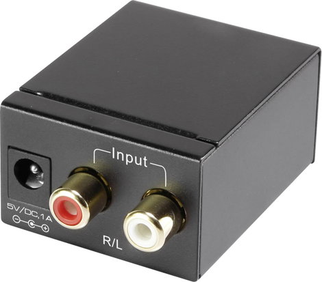 A/D konverter, analóg/digitális audio átalakító 2 x RCA/1 x Toslink, SPDIF, vagy koax kimenetre Spea