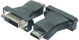 DVI - HDMI átalakító adapter, 1x DVI aljzat 24+1 pól. - 1x HDMI dugó, fekete, LogiLink