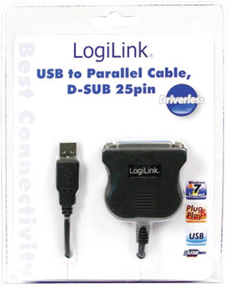 USB 1.1 / párhuzamos portos kábel, 1,8 m, fekete, LogiLink UA0054 3. kép